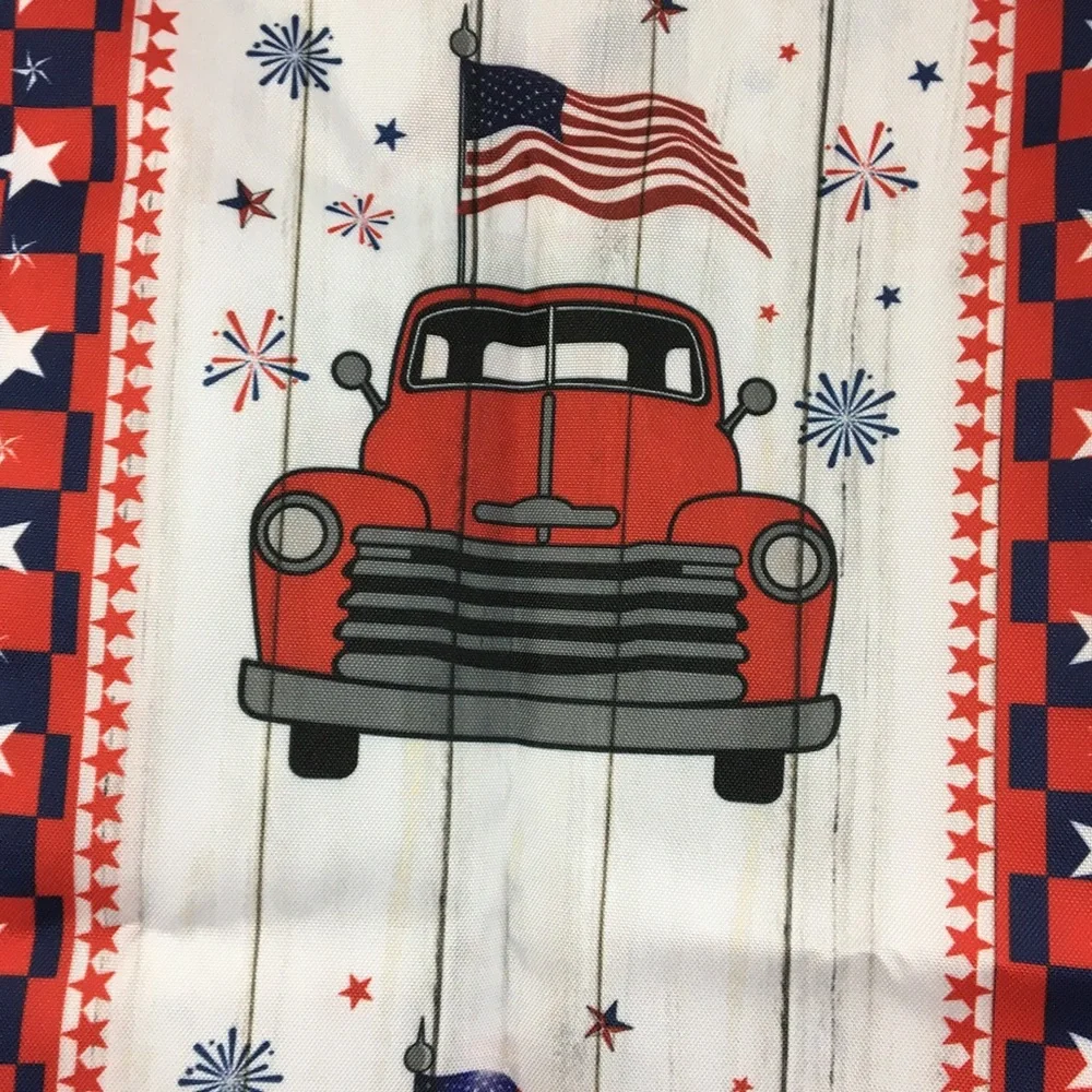 Patriotic America Trucks and Stars Table Runner